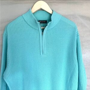 St. Croix Dimensional Ribbed Cotton Quarter-zip Pullover Large